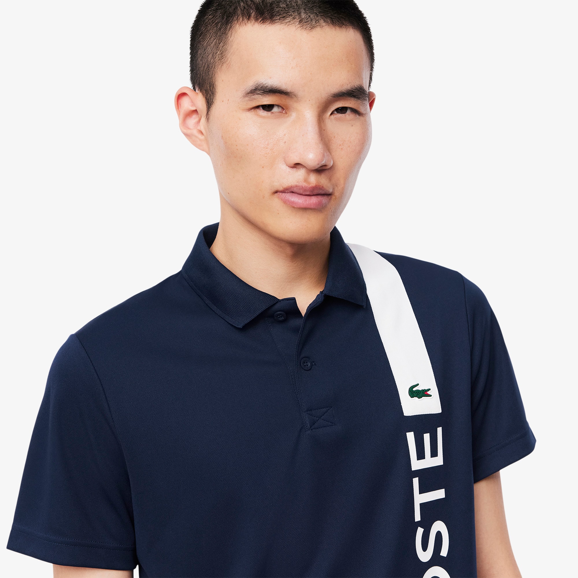 【LACOSTE】★韓国人気★OPENNECK POLO TSHIET★正規品★ Buy Original Ultra Dry Print Branding Sport Polo Shirt