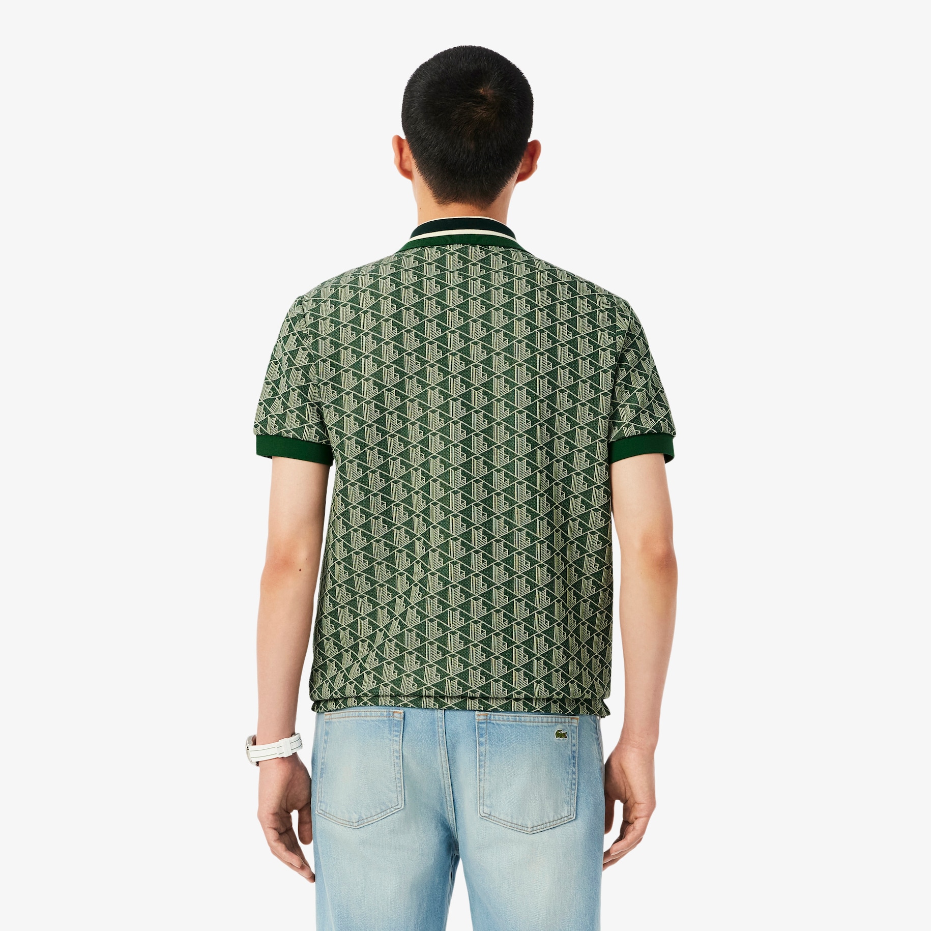 Classic Fit Contrast Collar Monogram Motif Polo Shirt image number 2