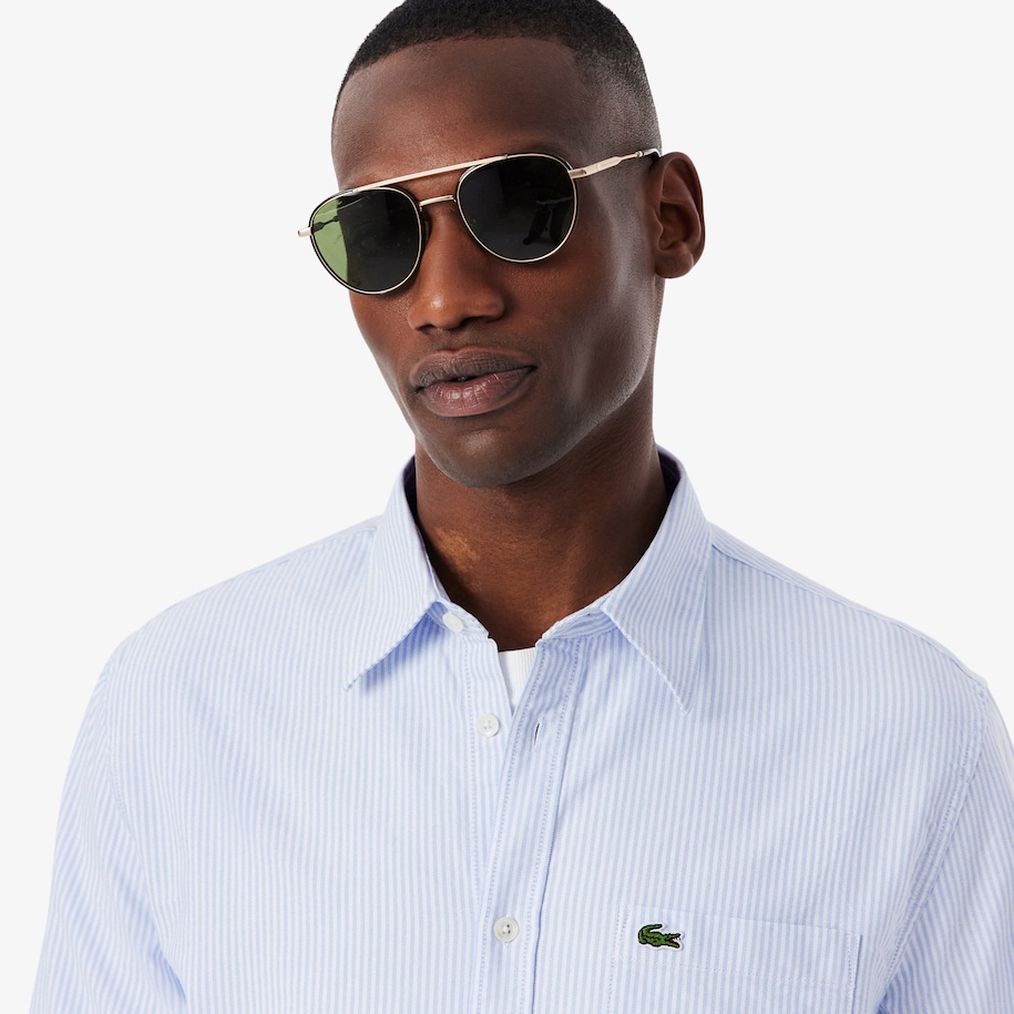 Striped Oxford Cotton Shirt with Pocket image number 1
