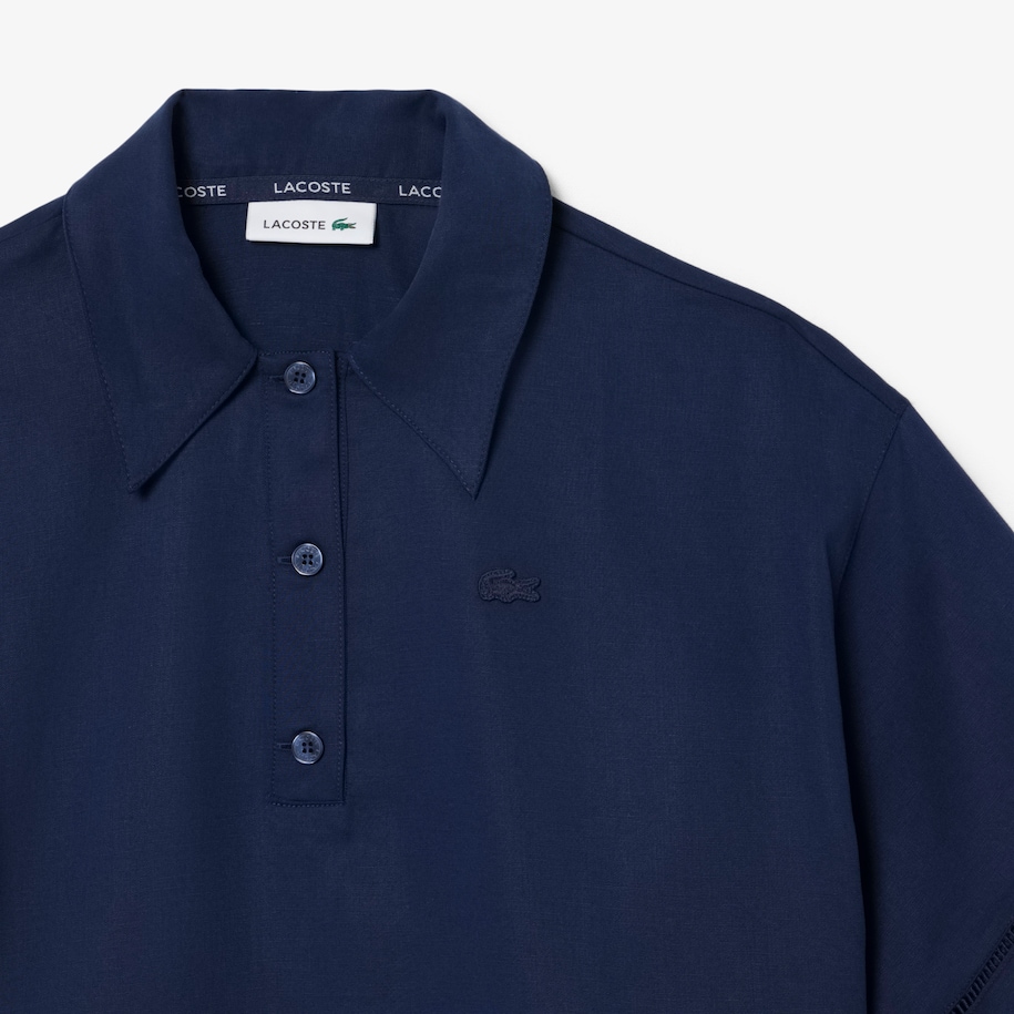 Oversized Fluid Twill Polo Shirt image number 1