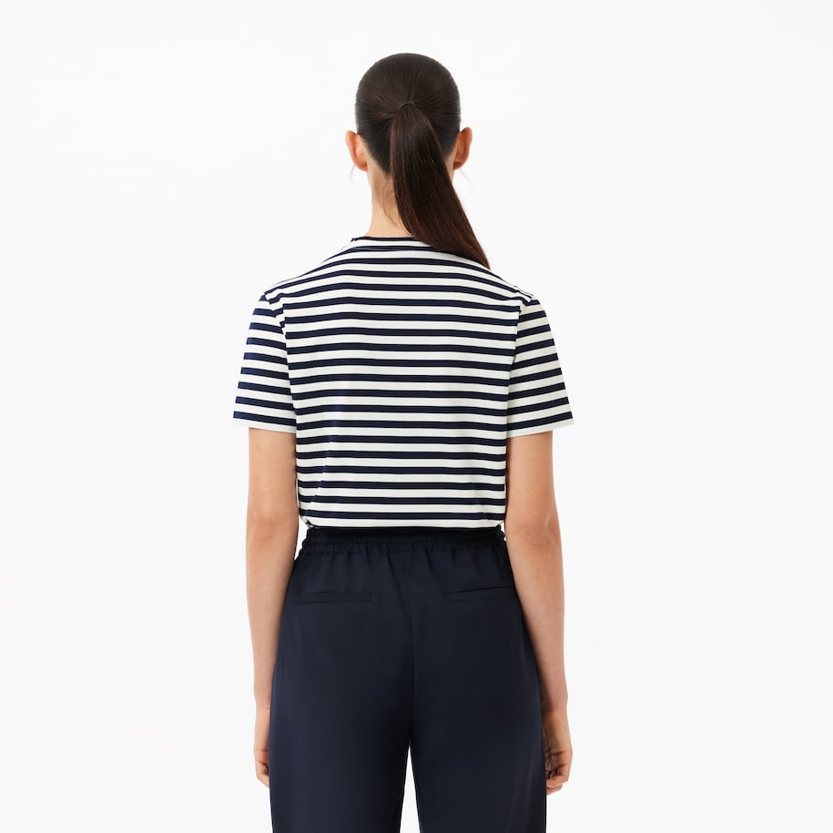Women's Lacoste Loose Fit Striped Cotton Jersey T-Shirt image number 2