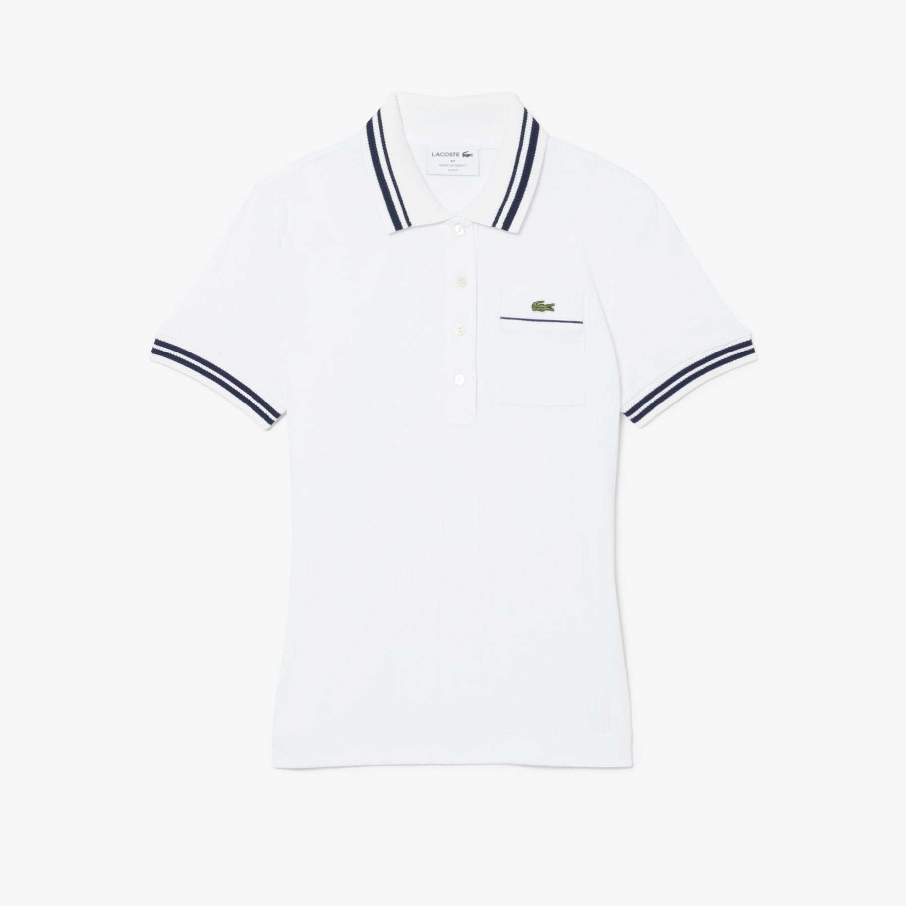 Slim Fit French Made Ribbed Polo Shirt image number 3