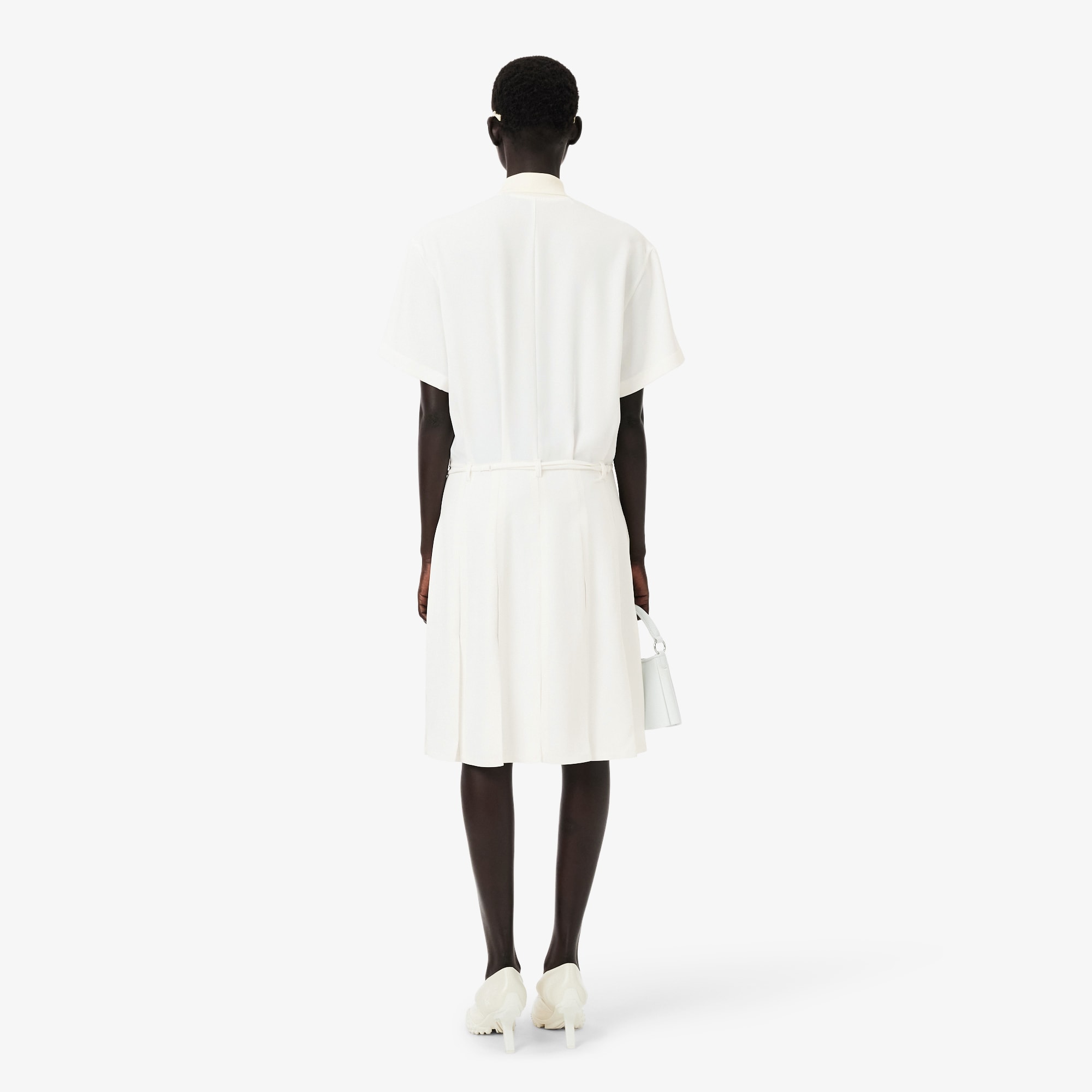 Runway Pleated Embroidery Detail Polo Dress image number 2