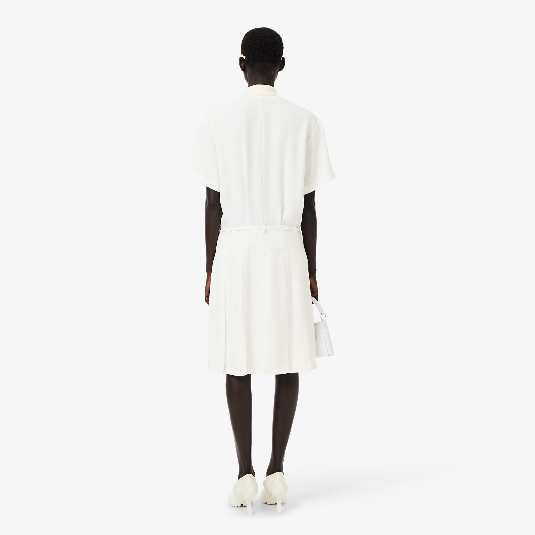 Runway Pleated Embroidery Detail Polo Dress image number 2