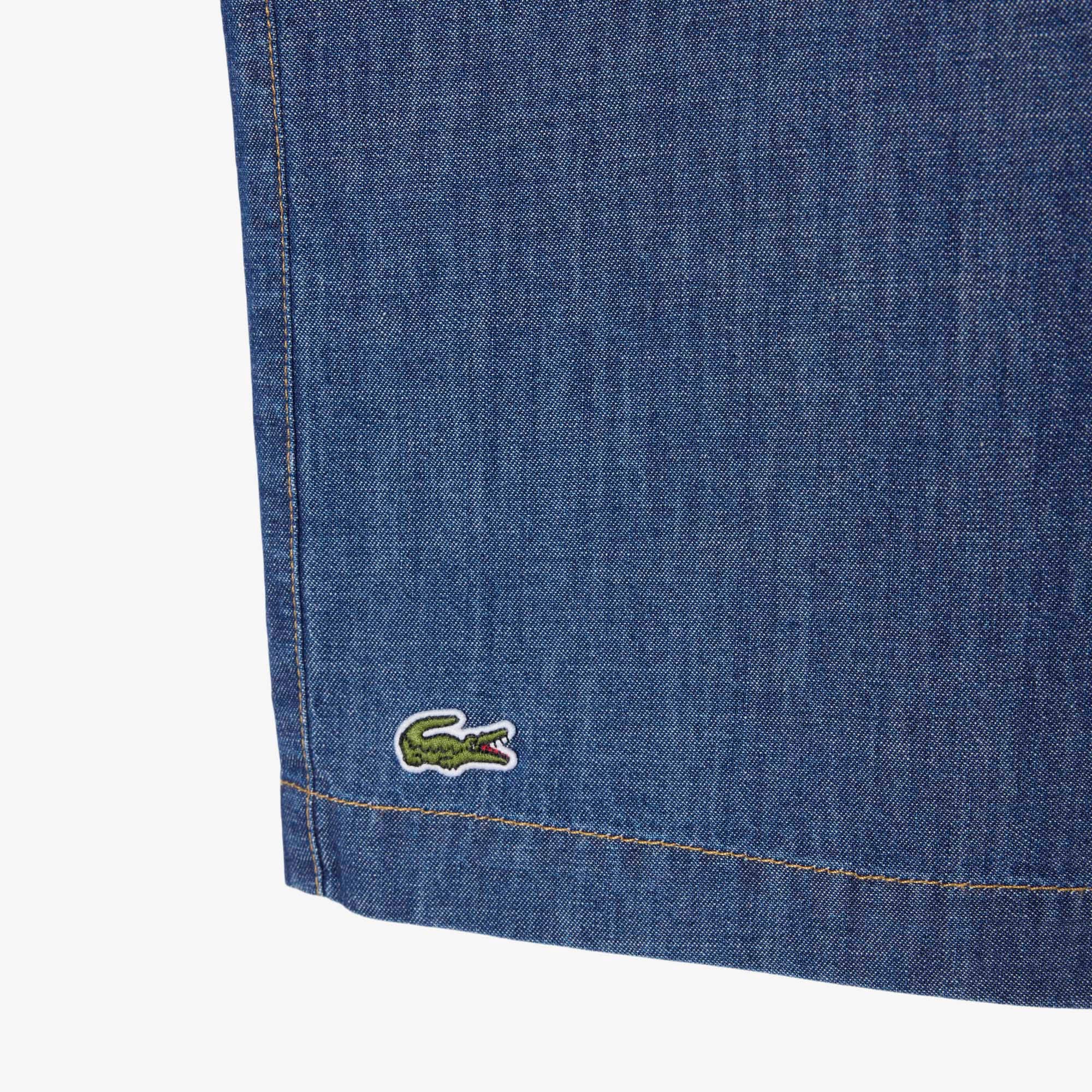 Relaxed Fit Open Neck Denim Shirt image number 5