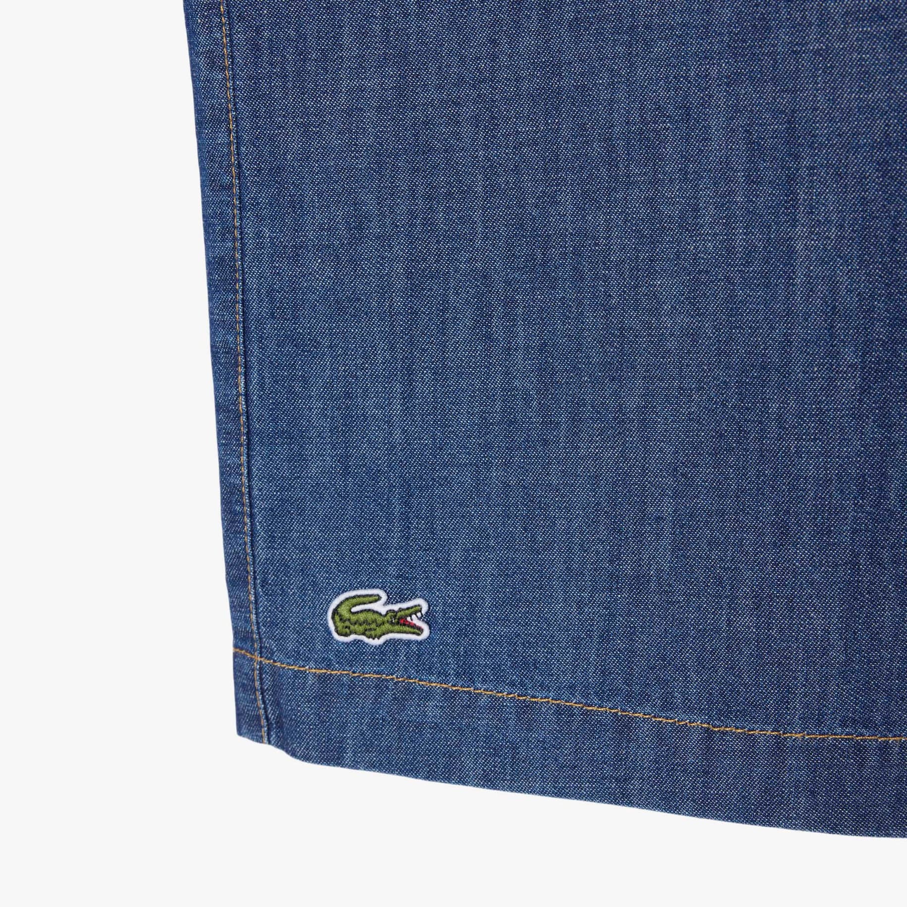 Relaxed Fit Open Neck Denim Shirt image number 5