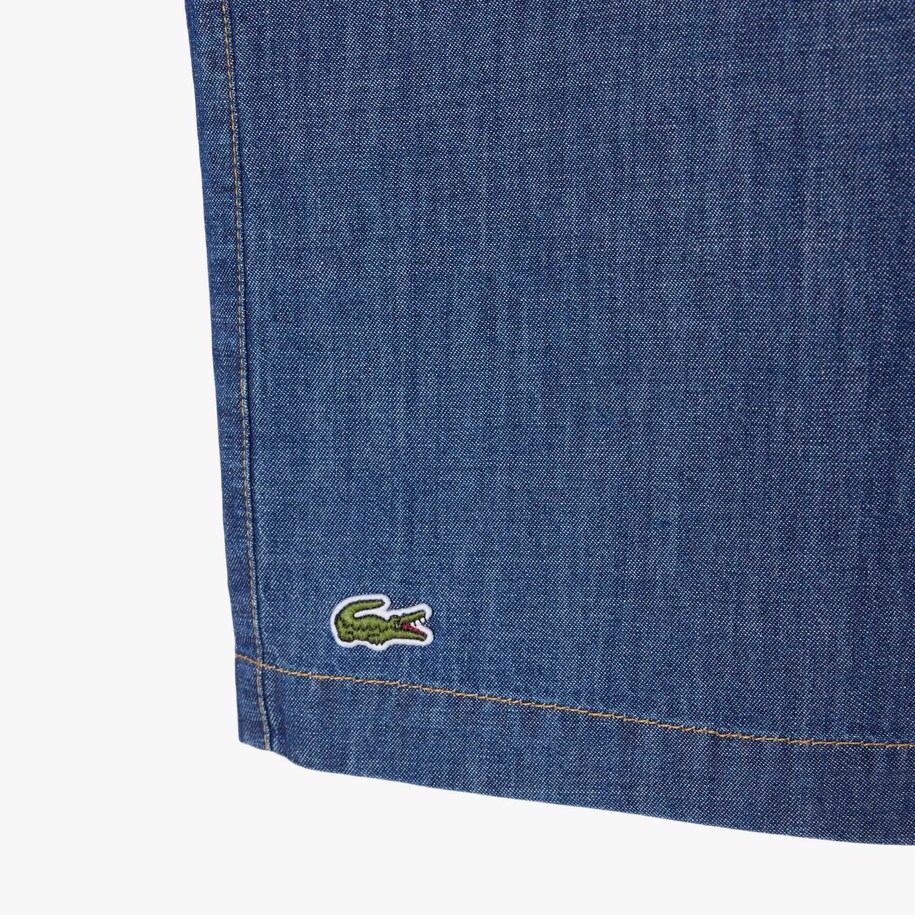 Relaxed Fit Open Neck Denim Shirt image number 5