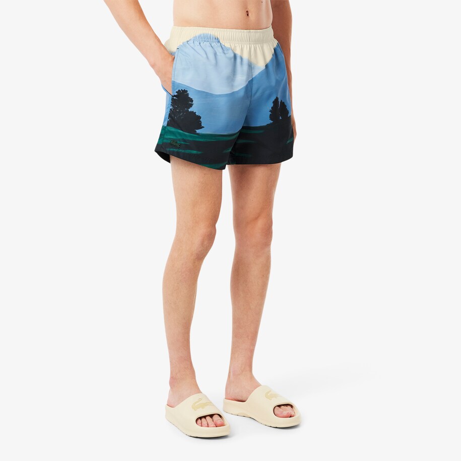 Short Landscape Print Swim Trunks image number 1