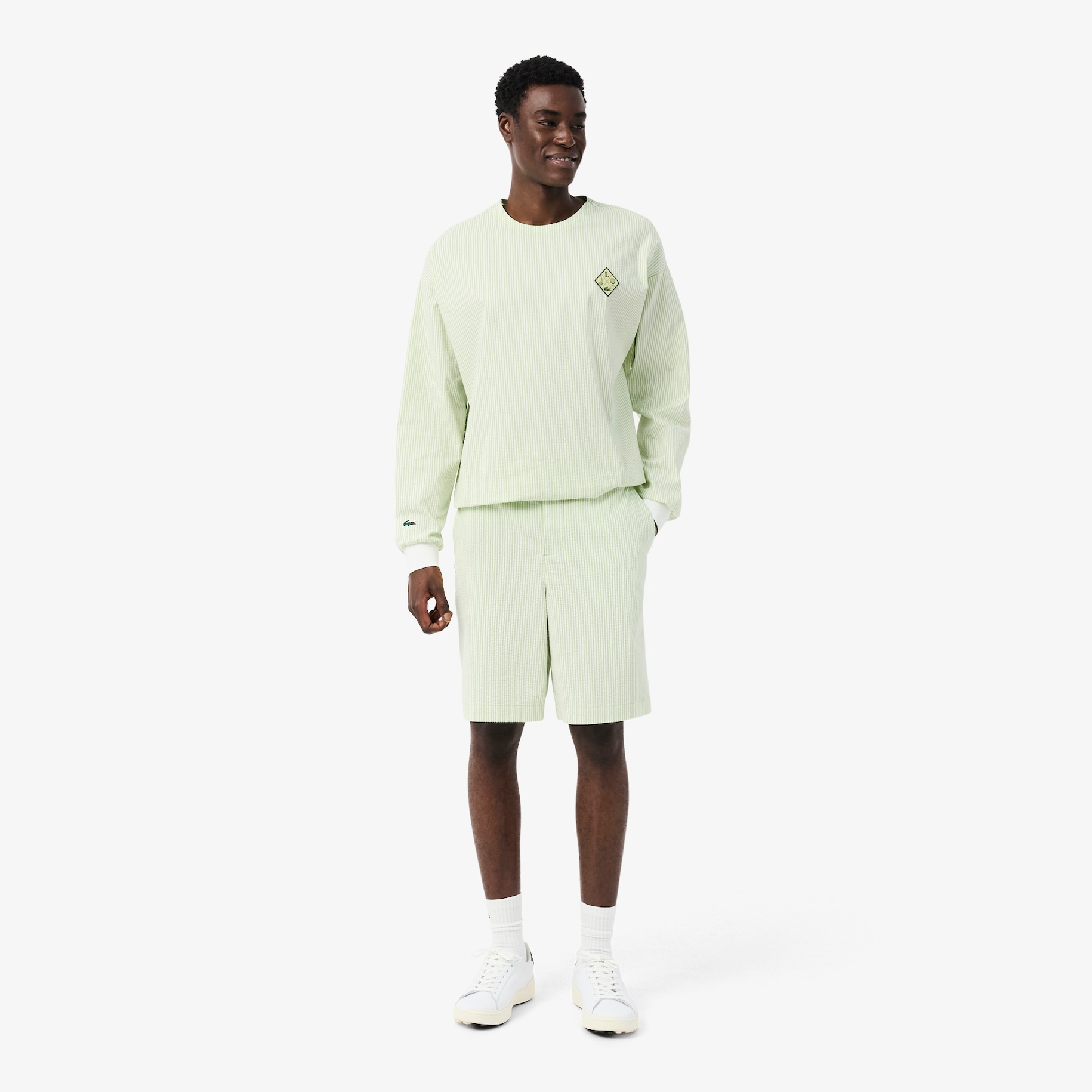 Relaxed Fit Ultra Dry Striped Bermuda Golf Shorts image number 0