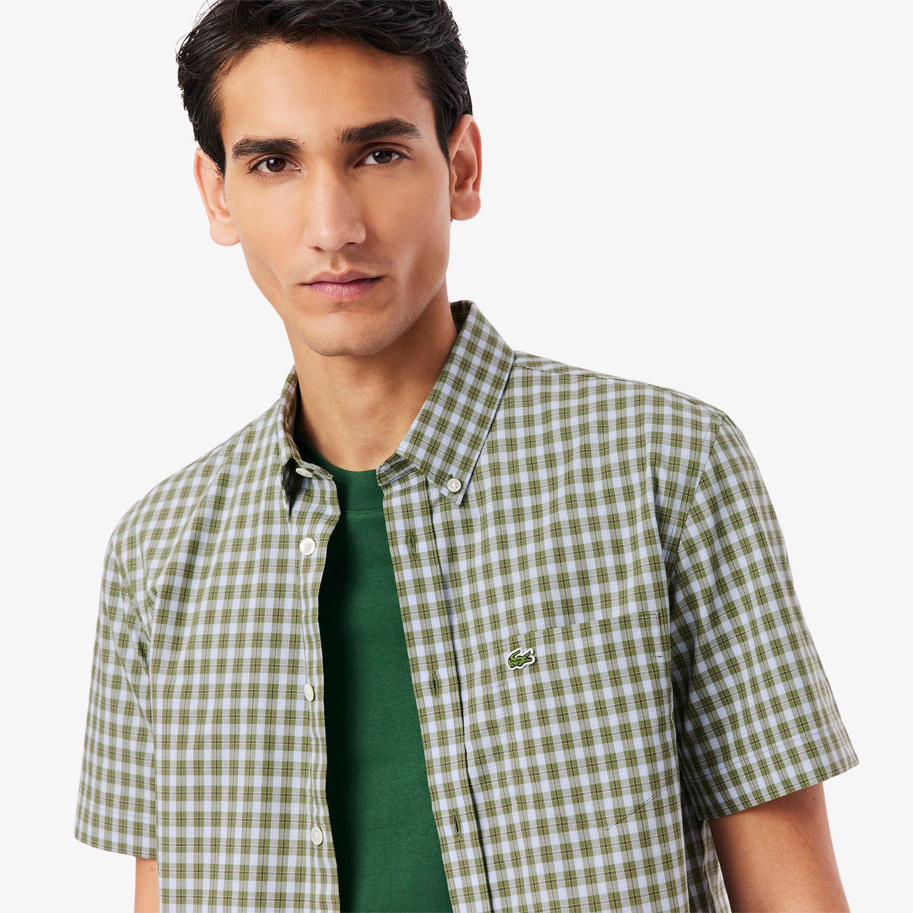 Short Sleeved Buttoned Collar Checked Shirt image number 1