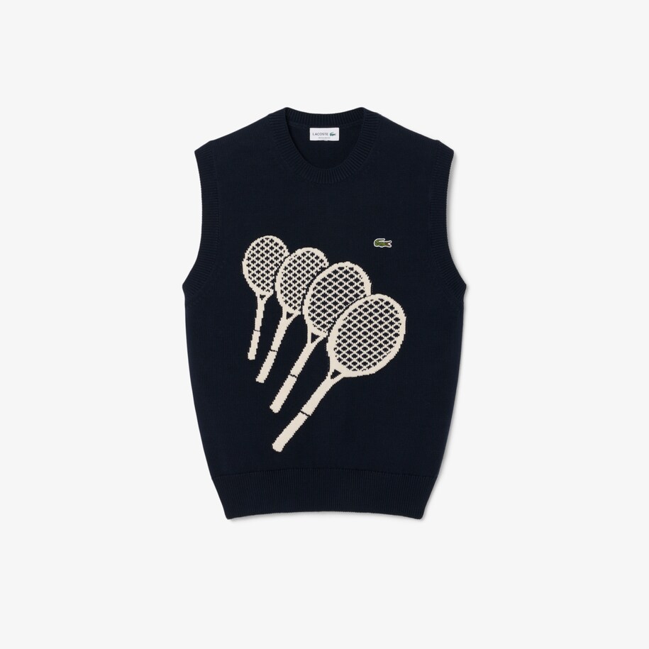 Cotton Jacquard Sweater Vest image number 0