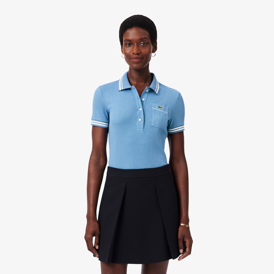 Slim Fit French Made Ribbed Polo Shirt image number 0