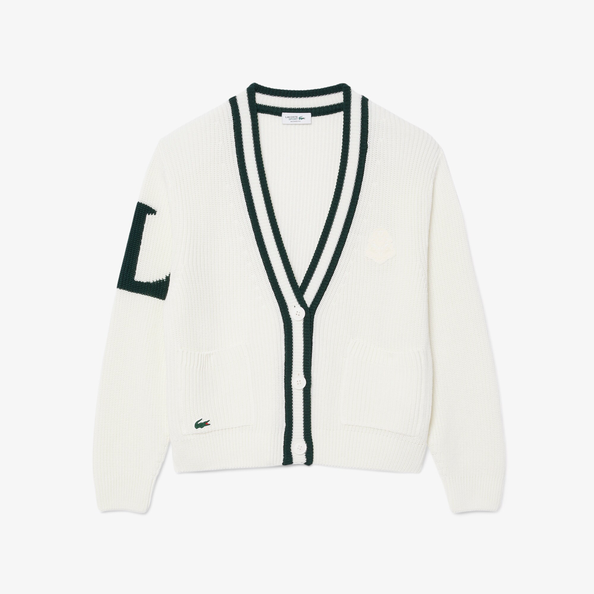 Badge Accent Wool Blend Golf Cardigan image number 3