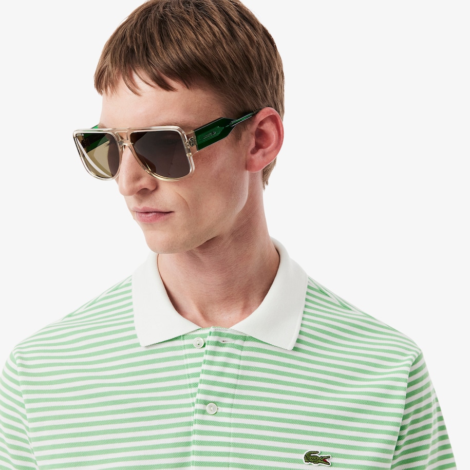 Classic Fit L.12.12 Striped Petit Piqué Polo Shirt image number 1