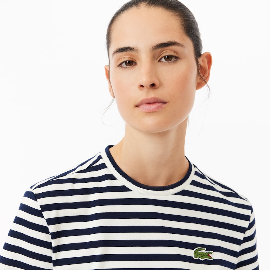Women's Lacoste Loose Fit Striped Cotton Jersey T-Shirt image number 1