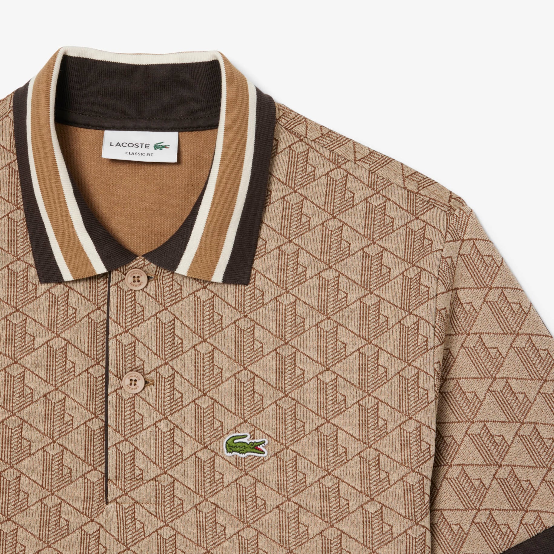 Classic Fit Contrast Collar Monogram Motif Polo Shirt image number 4