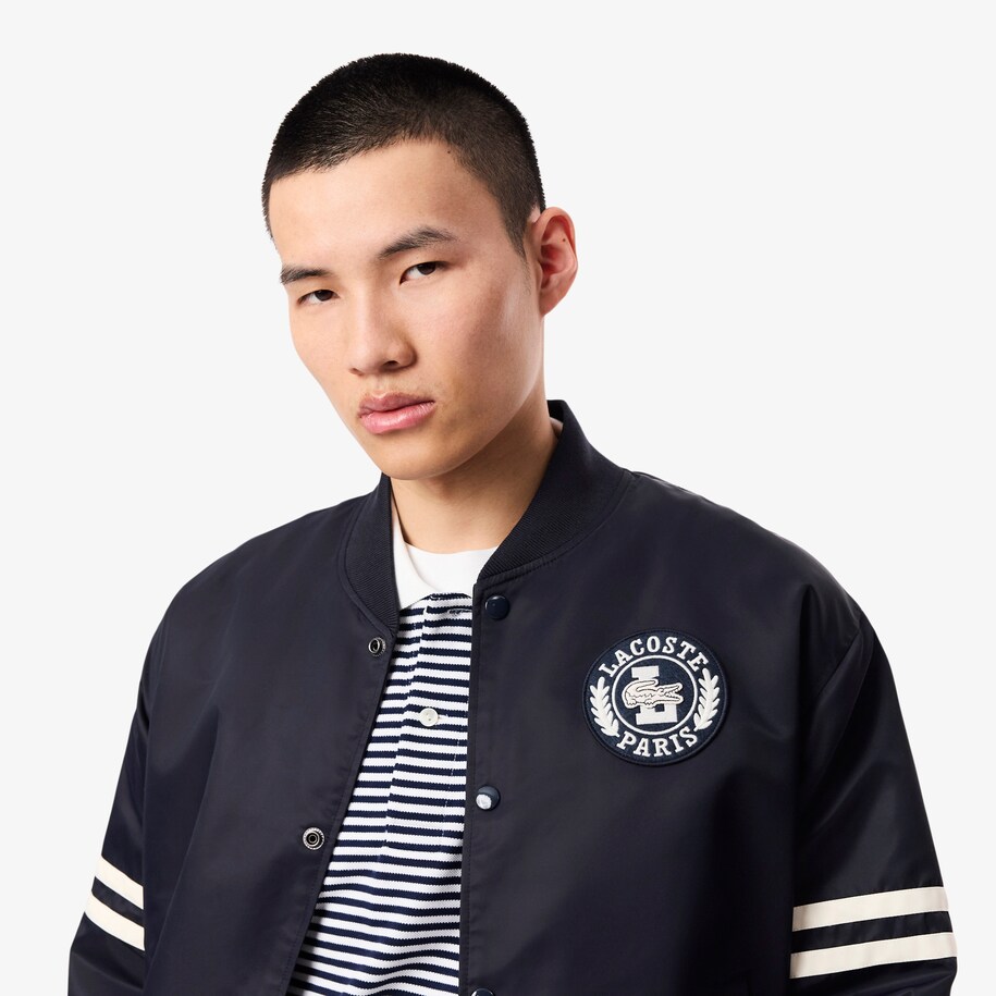 Embroidered Badge Water-Repellent Nylon Bomber Jacket image number 1