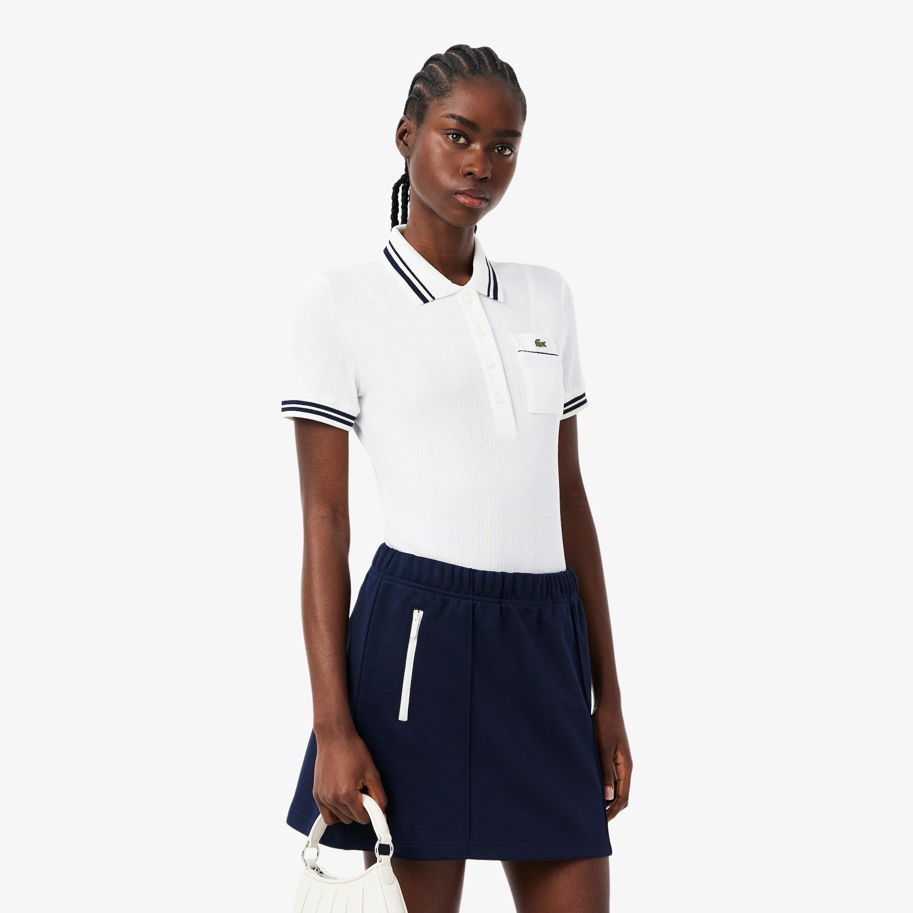 Slim Fit French Made Ribbed Polo Shirt image number 0
