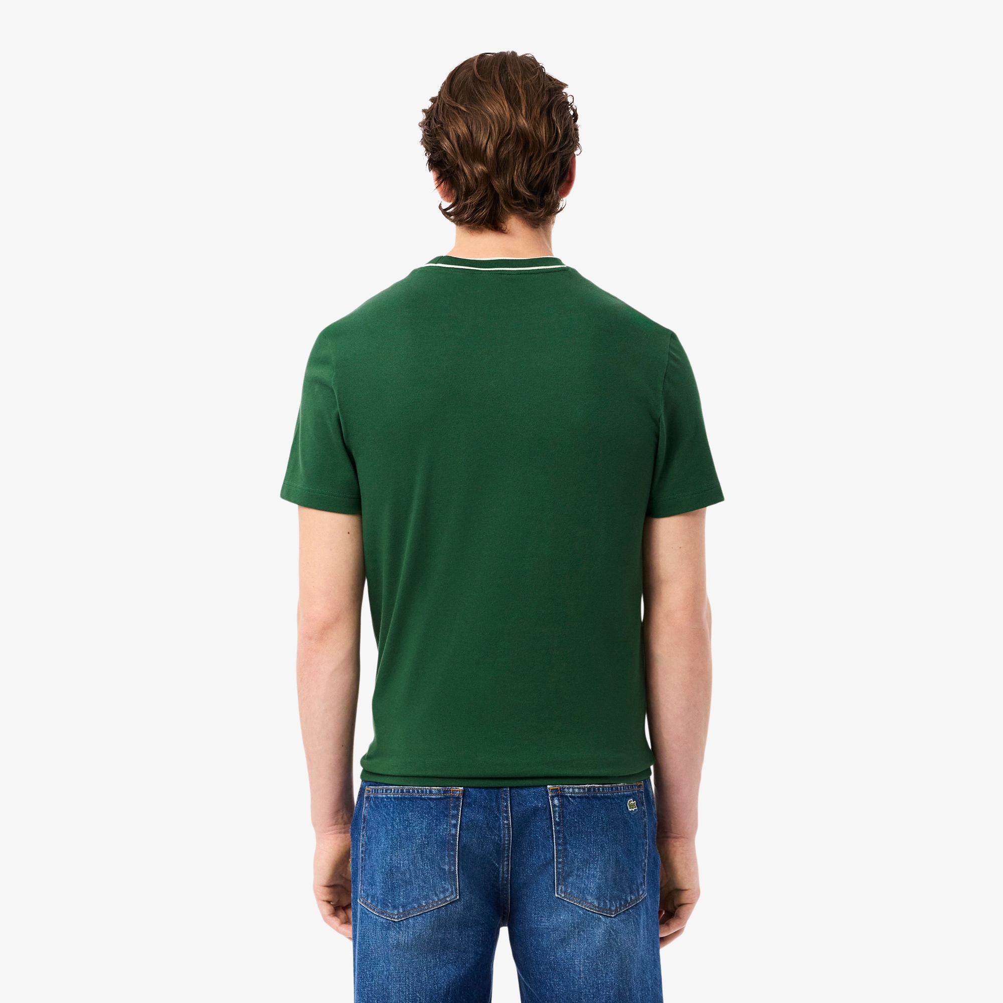 Stretch Piqué Stripe Collar T-shirt image number 2