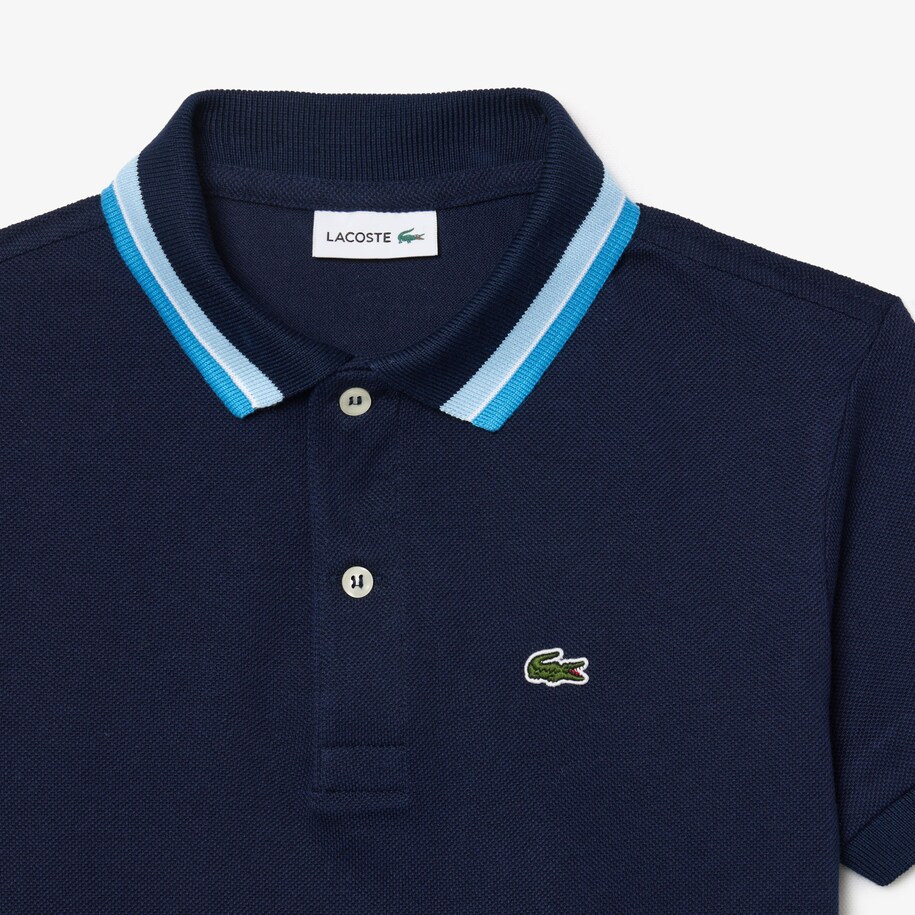Boys' Lacoste Tricolour Collar Cotton Petit Piqu&eacute; Polo image number 5