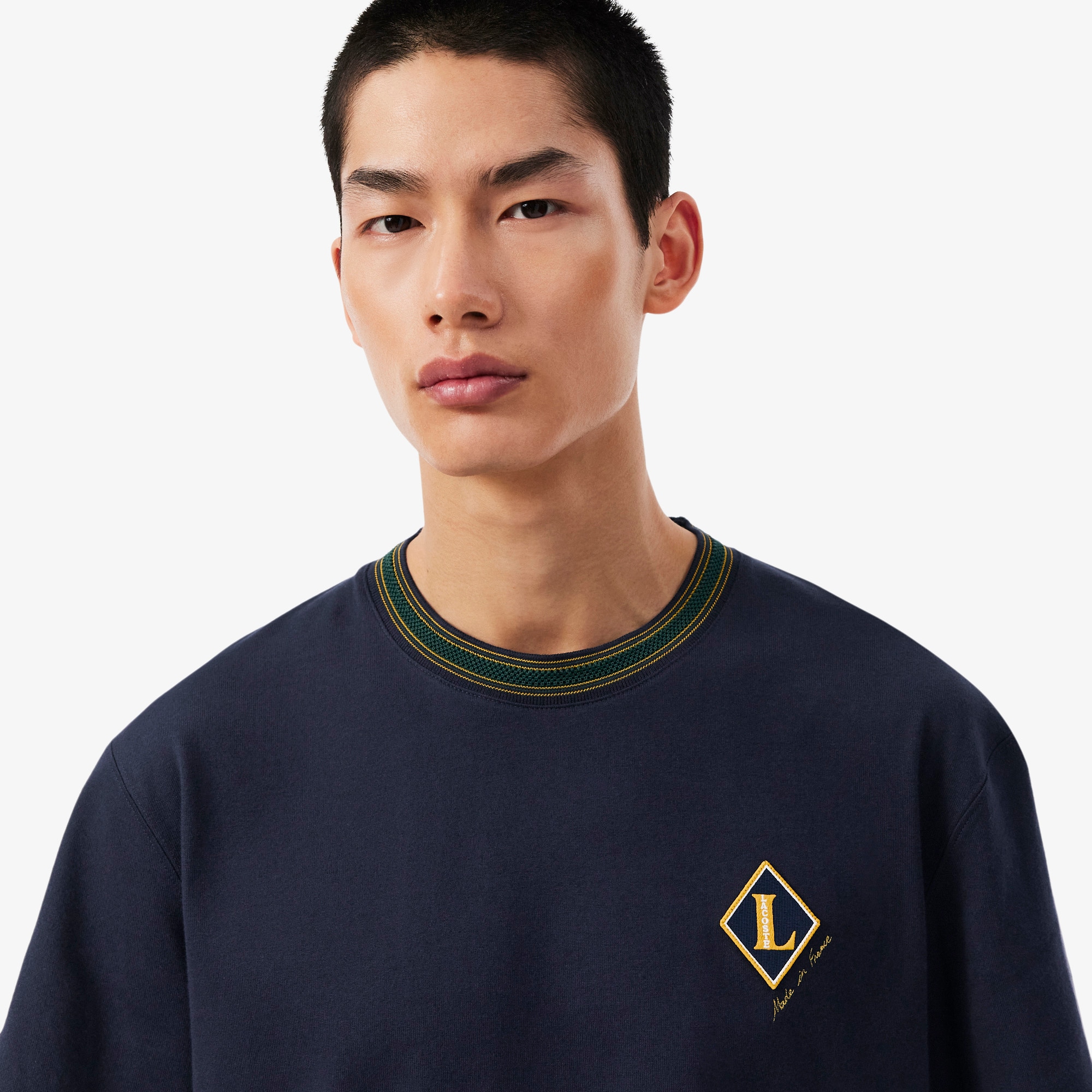 French Made Badge Accent Striped T-shirt image number 1