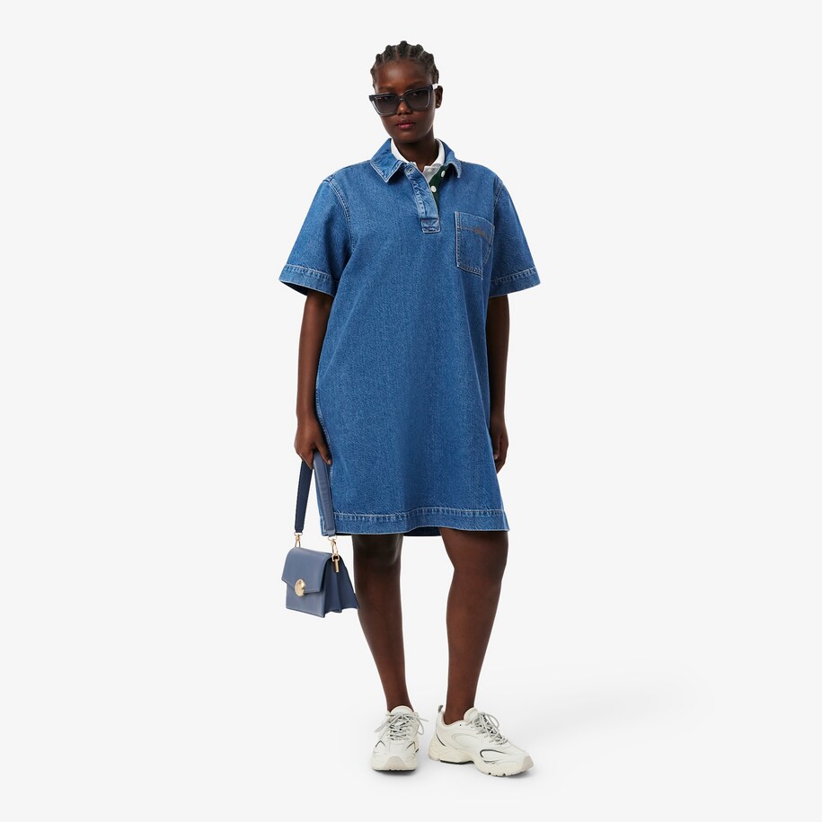 Oversized Cotton Denim Dress image number 8