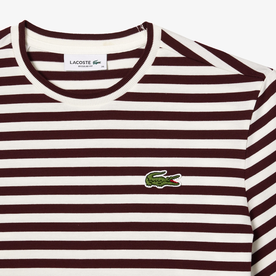 Women's Lacoste Loose Fit Striped Cotton Jersey T-Shirt image number 4