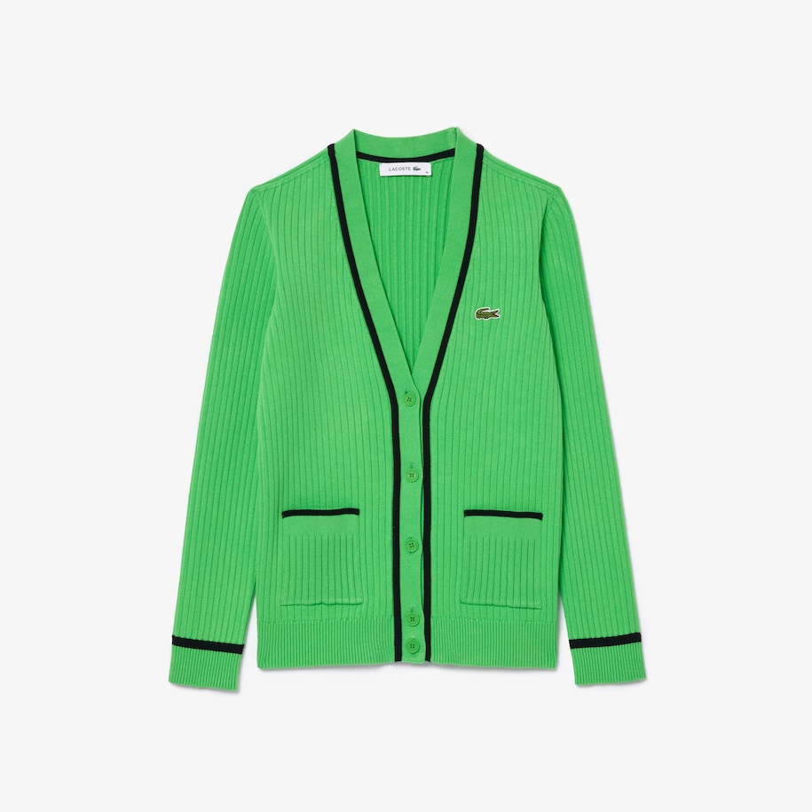 V Neck 3D Rib Knit Cardigan image number 3