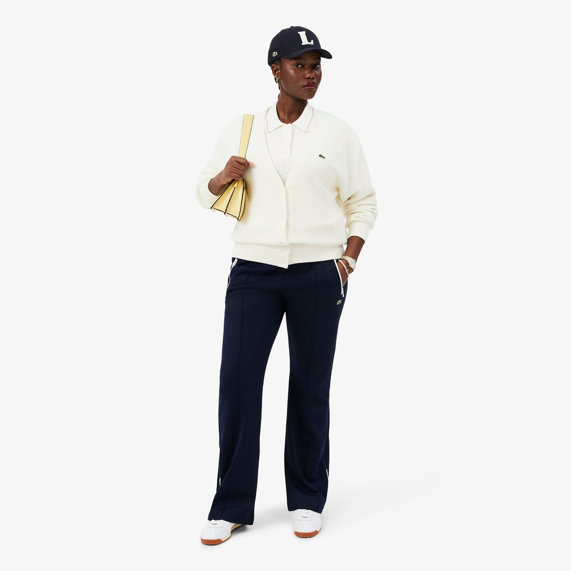 Striped Cable Knit Polo Collar Sweater image number 7