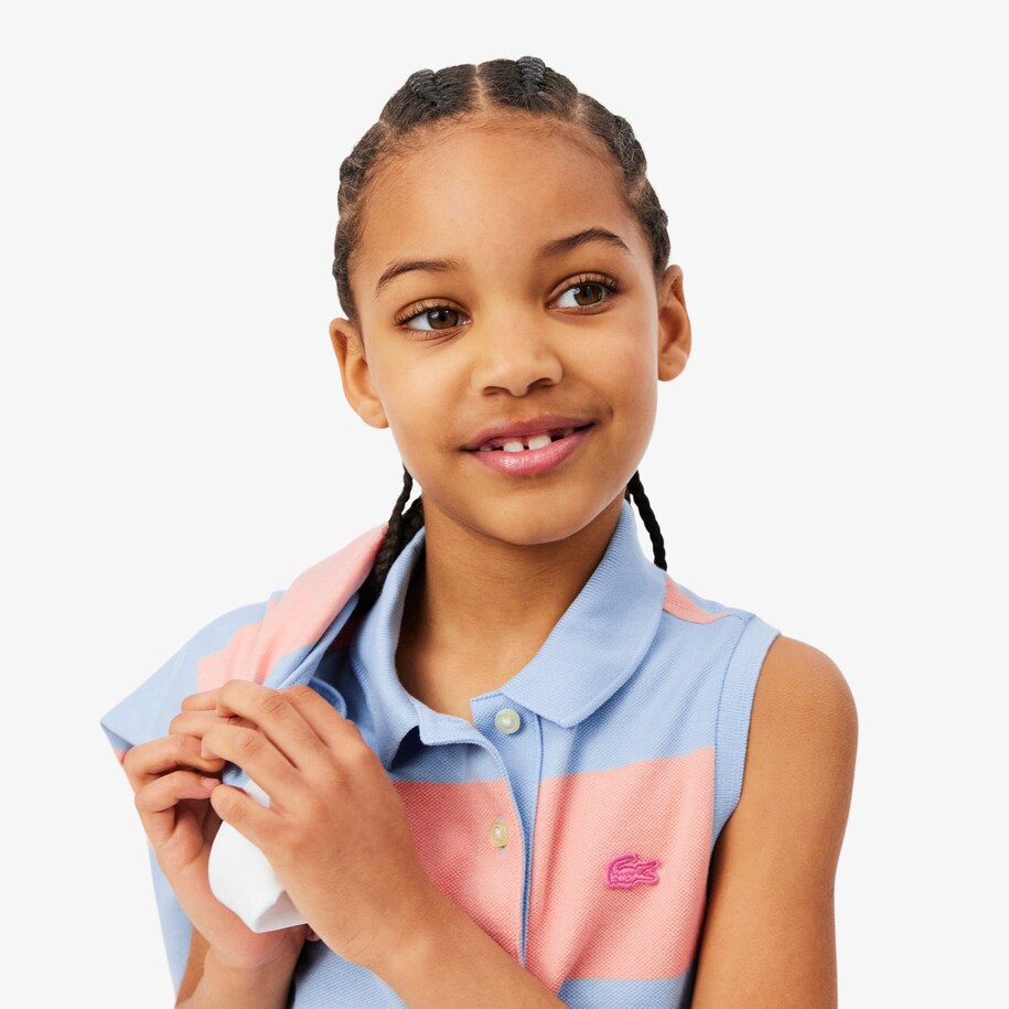 Sleeveless Striped Petit Piqu&eacute; Polo Dress image number 1