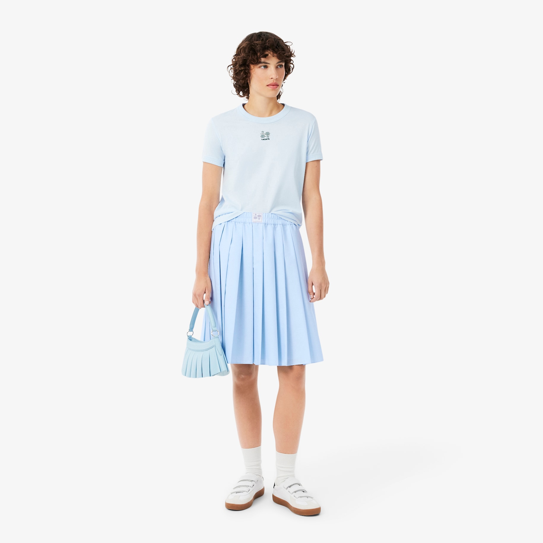 Pleated Petit Piqu&eacute; Effect Midi Skirt image number 0