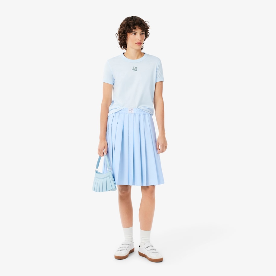 Pleated Petit Piqu&eacute; Effect Midi Skirt image number 0