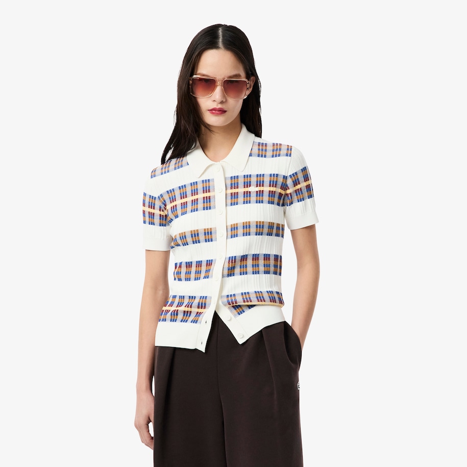 Ribbed Knit Polo Collar Sweater image number 0