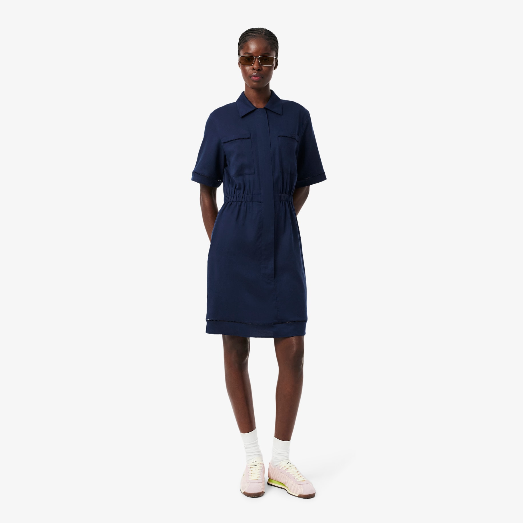 Fluid Linen Blend Shirt Dress image number 0