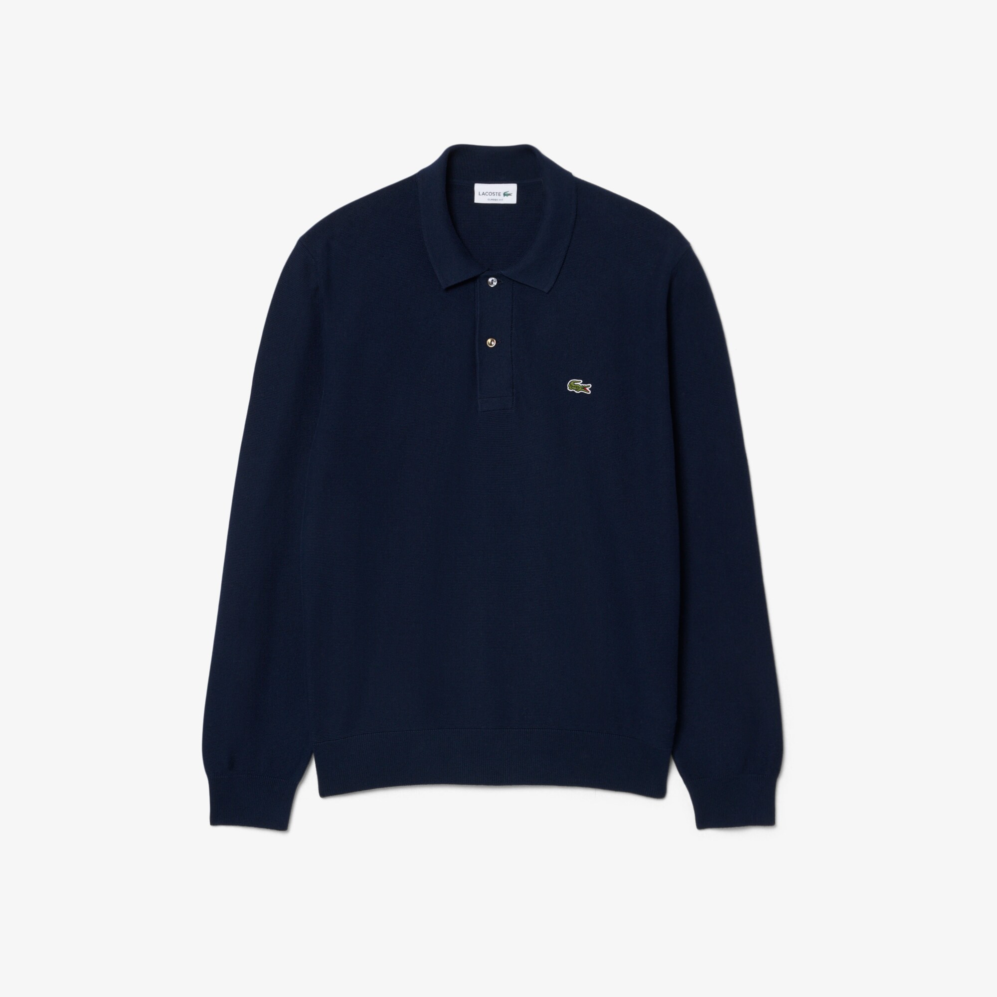 Classic Fit Long Sleeved Knitted Polo Shirt image number 3