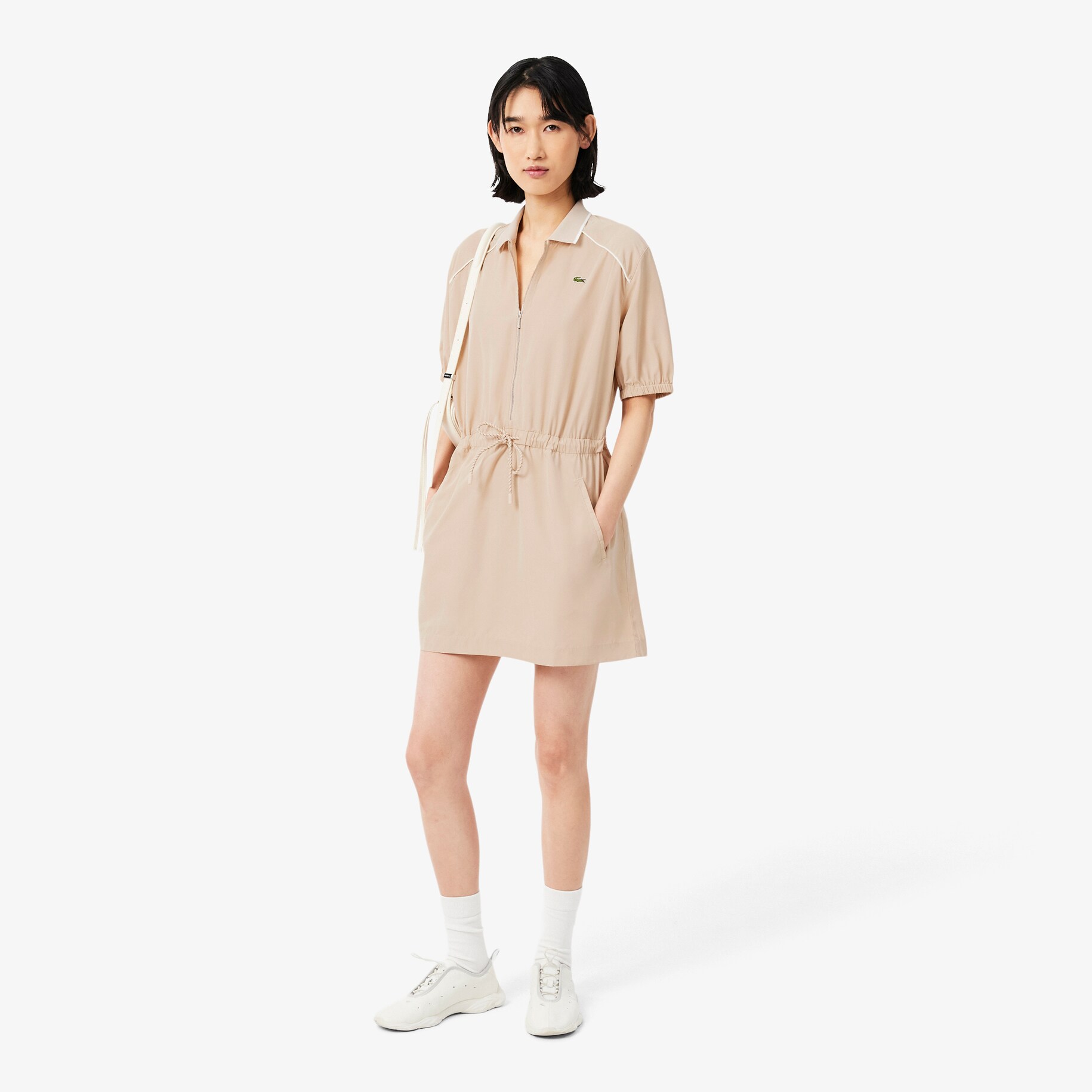 Relaxed Fit Zipped Taffeta Polo Dress image number 0