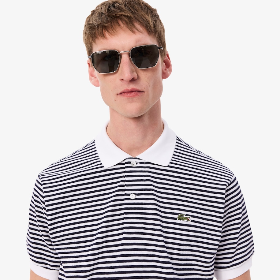Classic Fit L.12.12 Striped Petit Piqué Polo Shirt image number 1