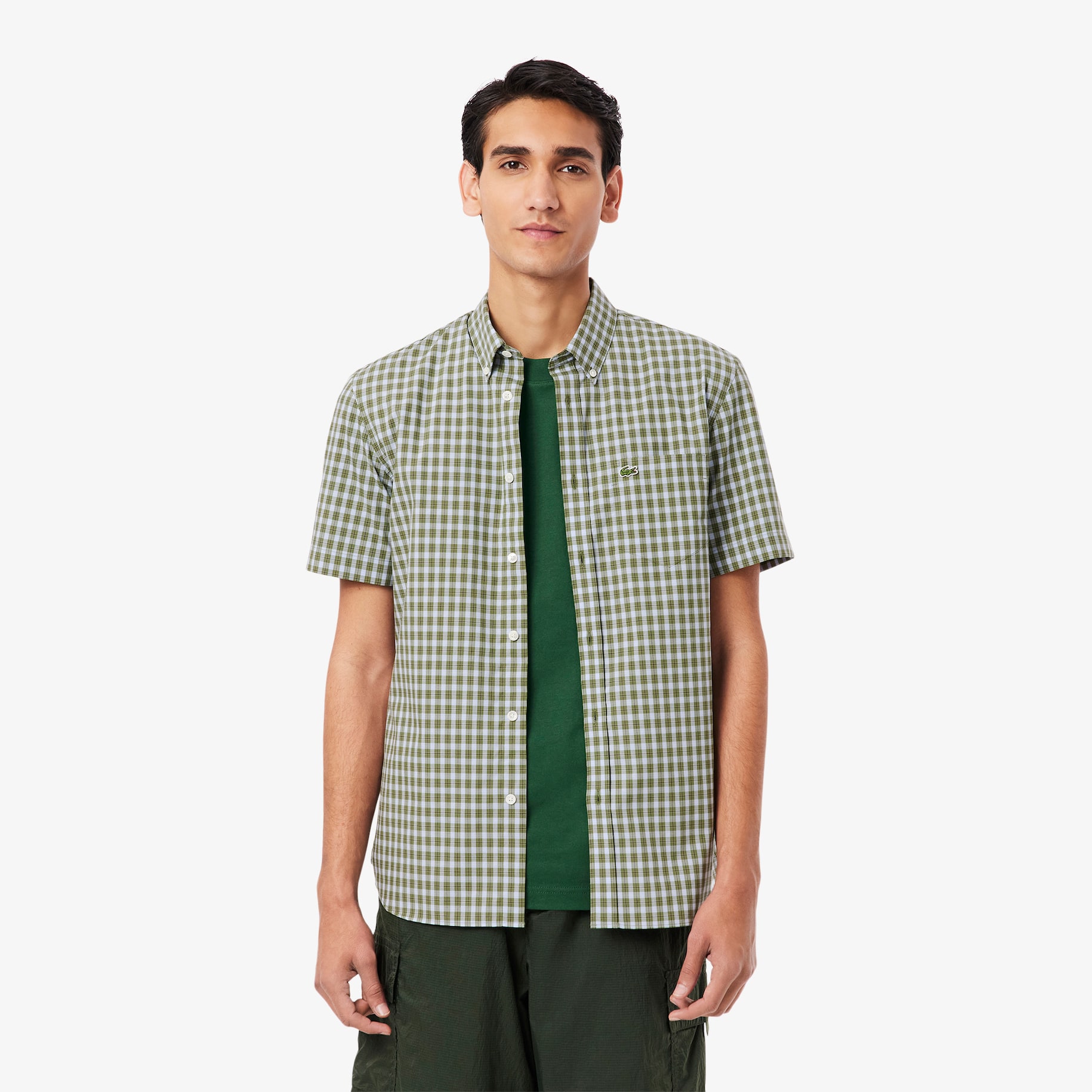 Short Sleeved Buttoned Collar Checked Shirt image number 0