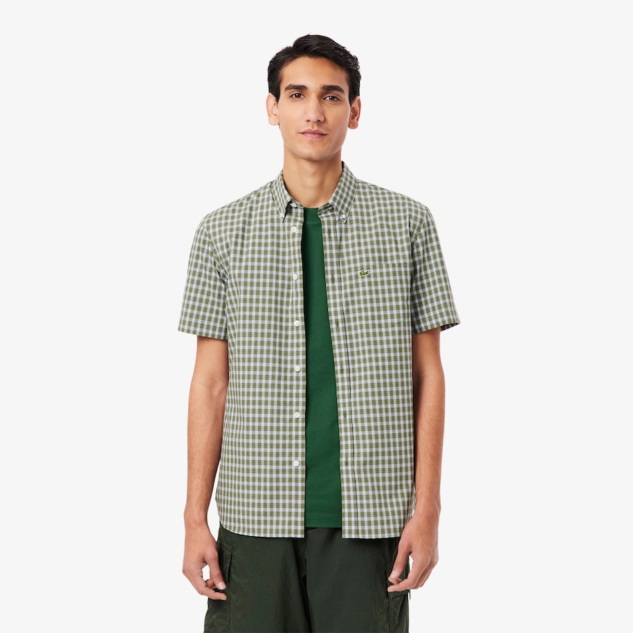 Short Sleeved Buttoned Collar Checked Shirt image number 0