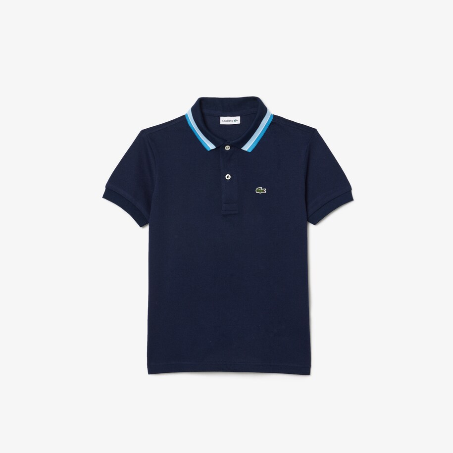 Boys' Lacoste Tricolour Collar Cotton Petit Piqu&eacute; Polo image number 3