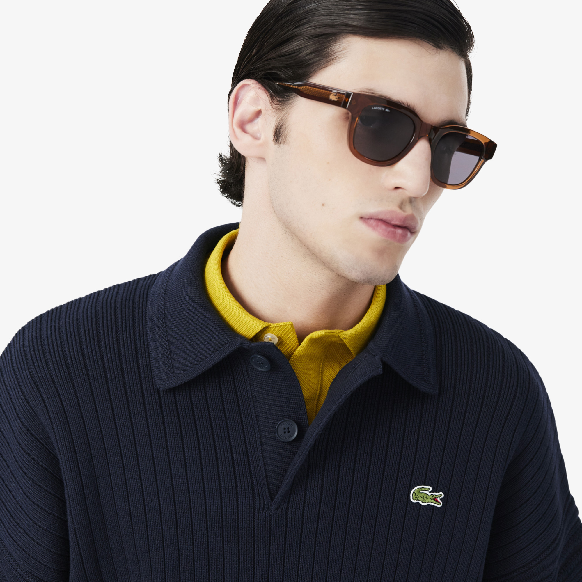 French Made Cotton Polo Collar Sweater image number 1