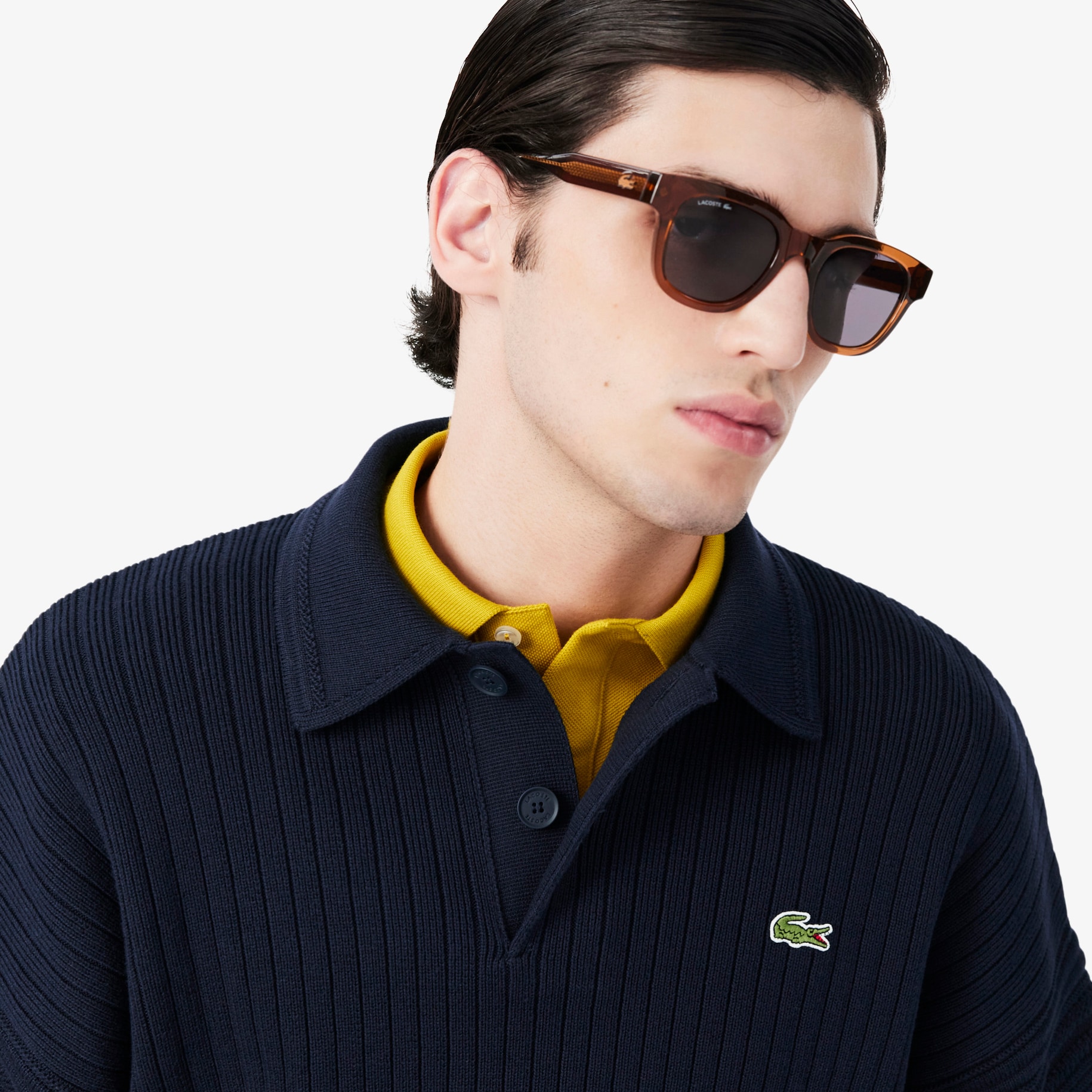 French Made Cotton Polo Collar Sweater image number 1