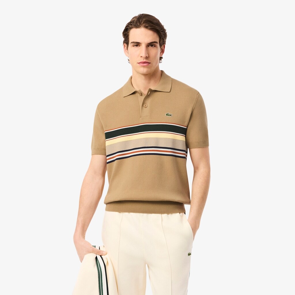 French Made Striped Polo Collar Sweater image number 0