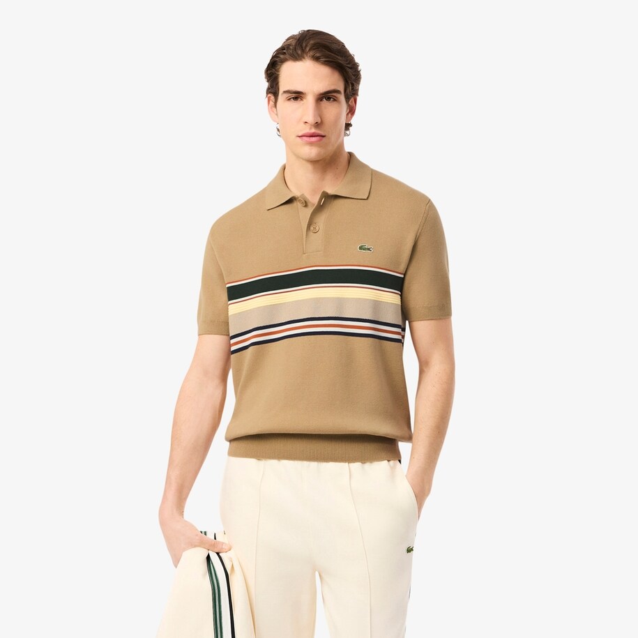 French Made Striped Polo Collar Sweater image number 0