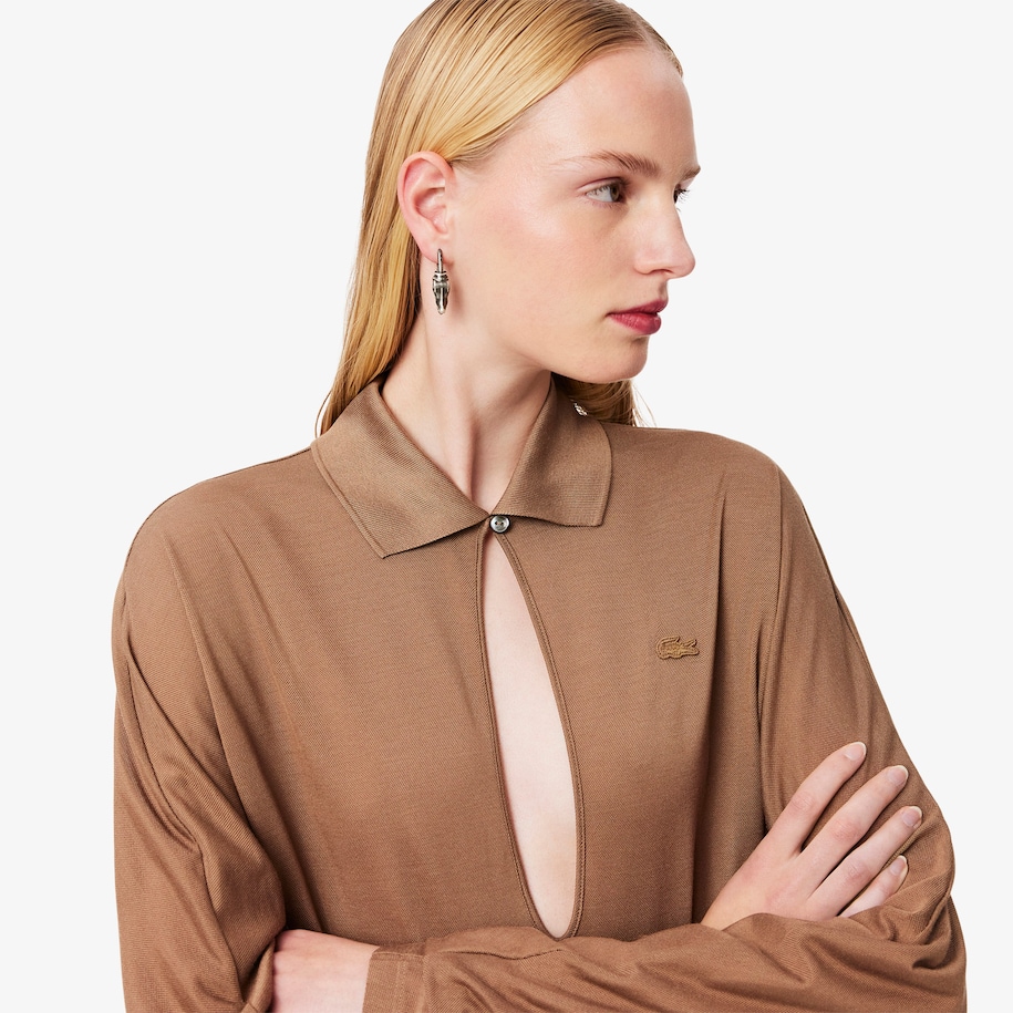 Runway Polo Collar Silk Maxi Dress image number 1