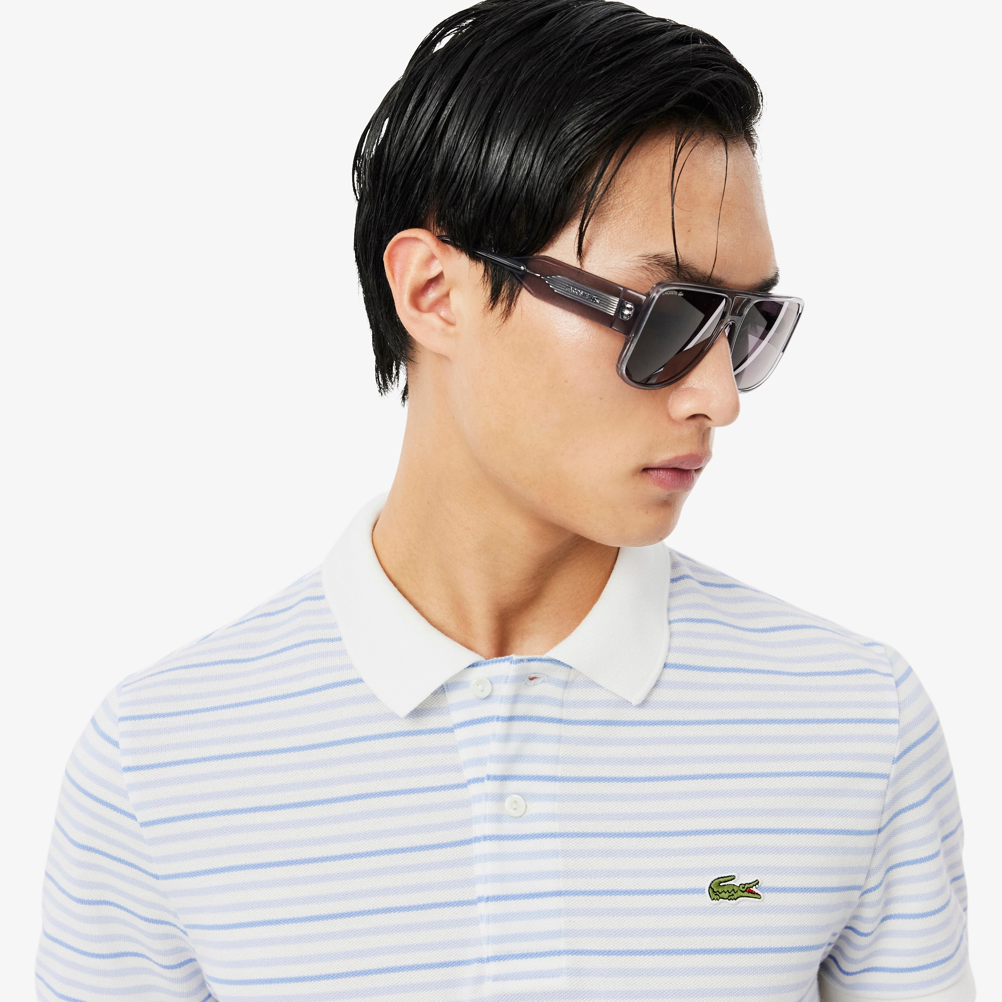 Classic Fit Striped Petit Piqu&eacute; Polo Shirt image number 1