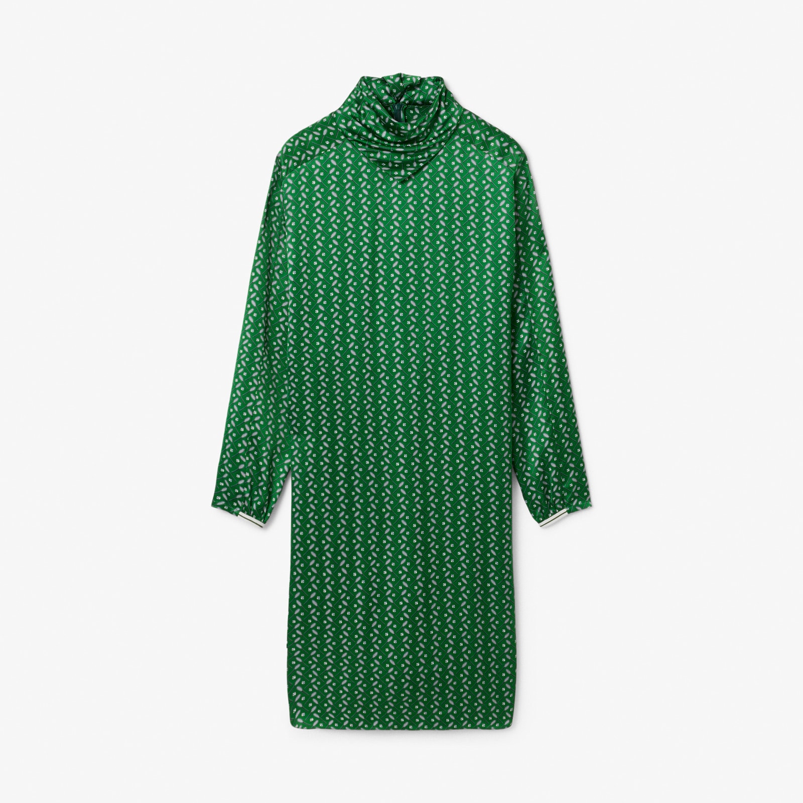 Runway Printed Satin Scarf Neck Dress image number 3