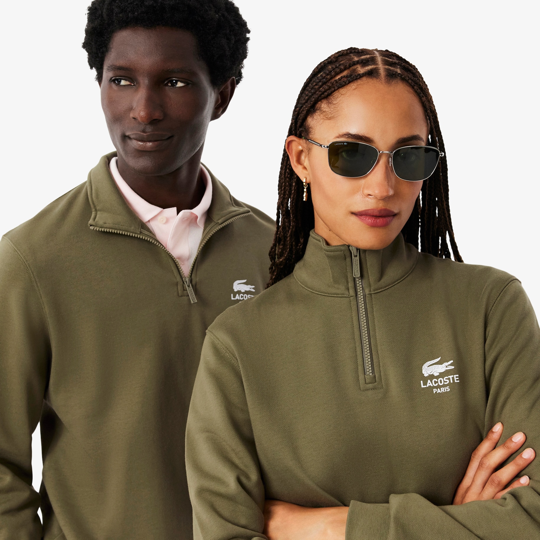 High Neck Zip-Up Print Sweatshirt image number 1
