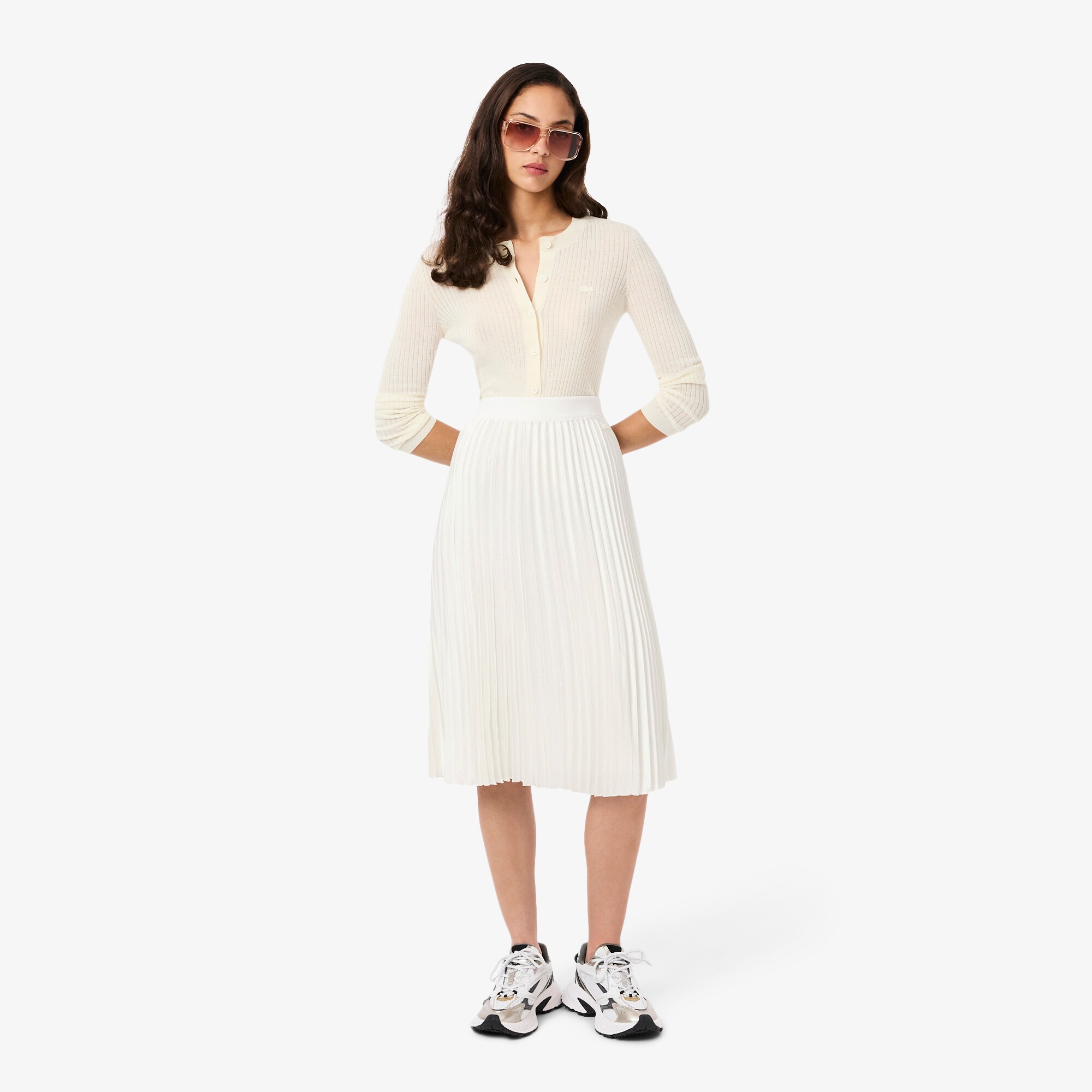 Buy Original Pleated Satin Midi Skirt | Lacoste ID