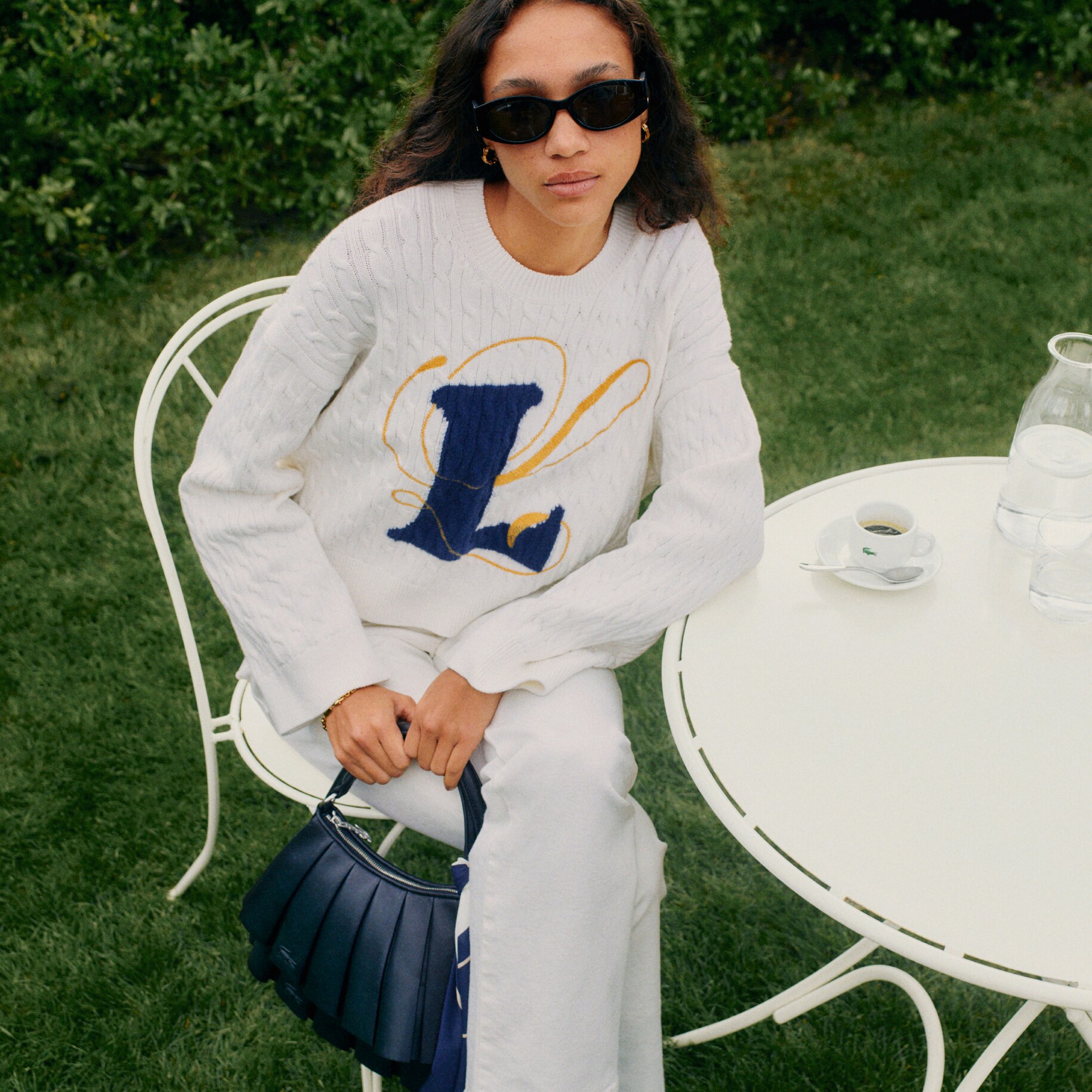 Embroidered Intarsia Cable Knit Sweater image number 7